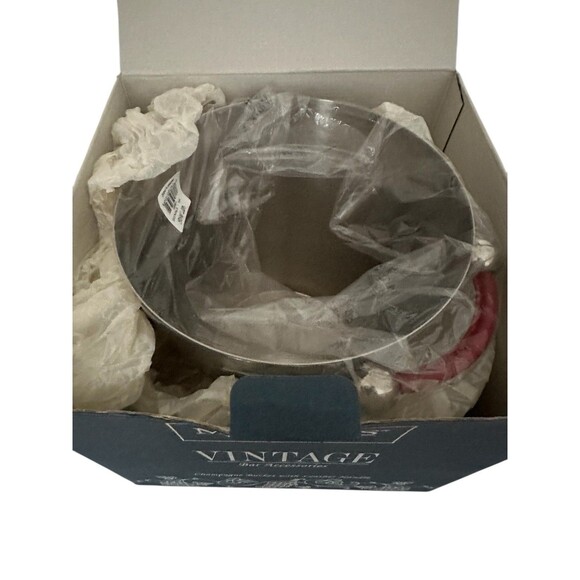 Waterford Marquis Polished Stainless Champagne Ice Bucket 8" Red Leather Handles - Picture 5 of 14